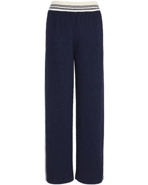 Barrie Ribbed Cashmere Straight-Leg Trousers - Blue