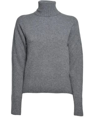SOLOTRE Roll-Neck Ribbed-Trim Jumper - Grey