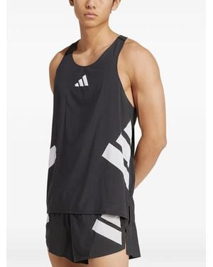 adidas Adizero Logo-Print Tank Top - Blue