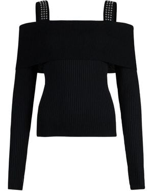 Liu Jo Schulterfreier Pullover Mit Nieten - Schwarz