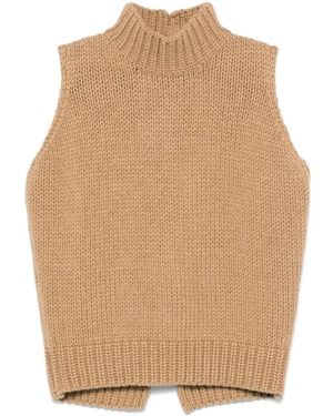 Fabiana Filippi Cashmere Cut-Out Knitted Top - Natural