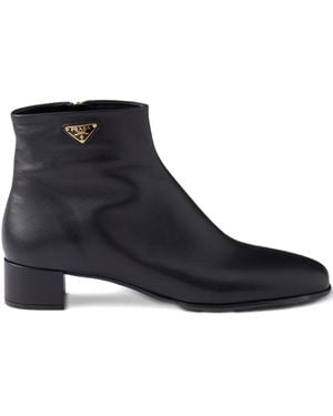 Prada ロゴ アンクルブーツ - ブラック