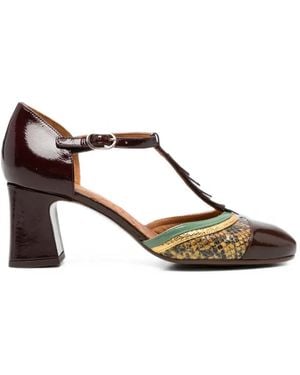 Chie Mihara Snake-Effect Patent-Leather Pumps - Brown