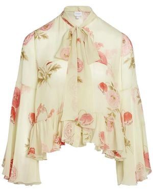 Giambattista Valli Ruffled Floral Blouse - Natural