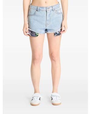 adidas X Jeremy Scott Pride Jeans-Shorts mit Fransen - Blau