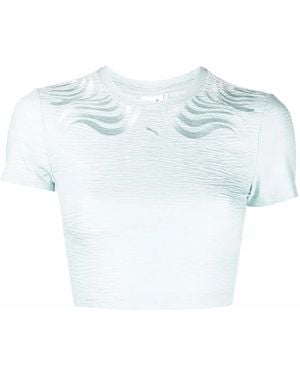 PUMA Embroidered-Logo Cropped T-Shirt - Blue