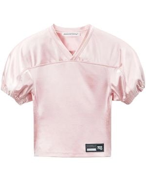 Alexander Wang Logo Satin-Jersey Top - Pink