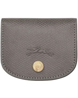 Longchamp Textured Leather Card Holder - Grey