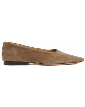 Mansur Gavriel Soft Pointed-Toe Ballet Flats - Brown