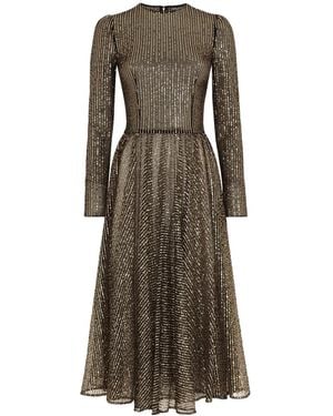 Dolce & Gabbana Long-Sleeved Sequined Midi Dress - Metallic