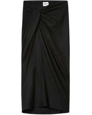 Isabel Marant Draped Knot-Detail Midi Skirt - Black