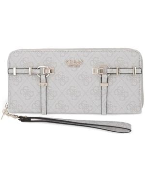 Guess Monogram-Print Buckled Wallet - White