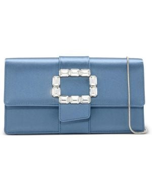 Manolo Blahnik Maycapjou Crystal-Buckle Clutch Bag - Blue