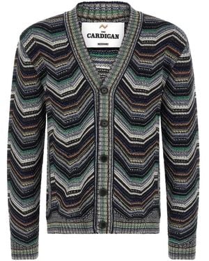Missoni Zigzag-Knit V-Neck Cardigan - Black