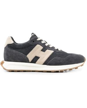 Hogan Logo-Patch Paneled Sneakers - White