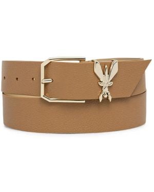 Patrizia Pepe Fly-Plaque Grained-Leather Belt - Brown