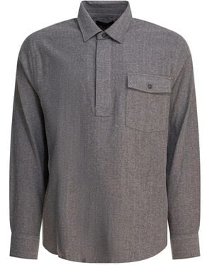Vince Poloshirt mit Fischgrätenmuster - Grau