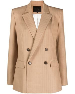 Maje Pinstriped Double-Breasted Blazer - Natural