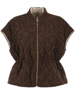 Fabiana Filippi Sequin-Embellished Quilted Gilet - Brown