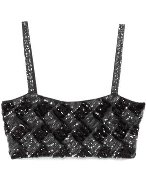 P.A.R.O.S.H. Top Met Geometrische Pailletten - Zwart