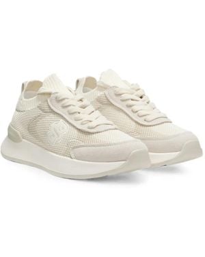 BOSS Mesh-Panelled Lace-Up Sneakers - White