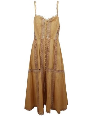 Charo Ruiz Button Lace Midi Dress - Natural