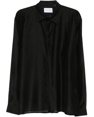MARSĒM Contrast-Stitch Long-Sleeve Shirt - Black