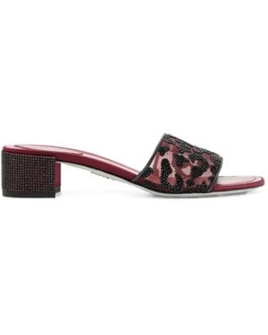Rene Caovilla Allura Leopard-Print Sandals - White