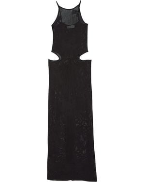 Fleur du Mal Pointelle-Knit Lace Maxi Dress - Black