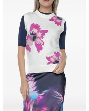Ted Baker Selenha Intarsia-Knit Floral Top - Purple