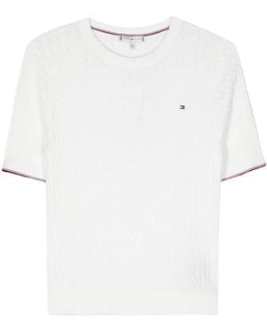 Tommy Hilfiger Logo-Embroidered Knitted Top - White