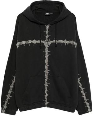 Vans Barbed-Wire-Print Zip-Up Hoodie - Black