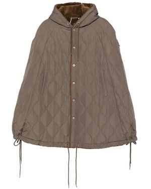 Taion Quilted Hooded Jacket - Brown