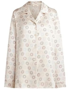 12 STOREEZ Logo-Print Silk Pajamas - White