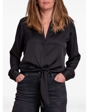 Silk95five Thai Tie-Front Top - Black