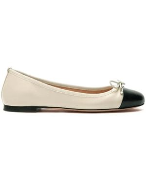 SCAROSSO Carla Leather Ballerina Shoes - Natural