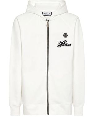 Philipp Plein Sudadera Basic Signature con capucha - Blanco