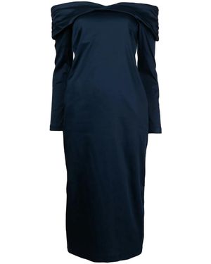 Kika Vargas Off-Shoulder Long-Sleeve Midi Dress - Blue