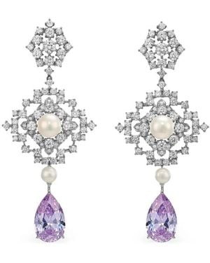 Anabela Chan Rhodium Vermeil Pixelise Multi-Stone Earrings - White