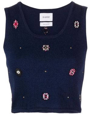 Barrie フローラルモチーフ クロップド ニットトップ - ブルー
