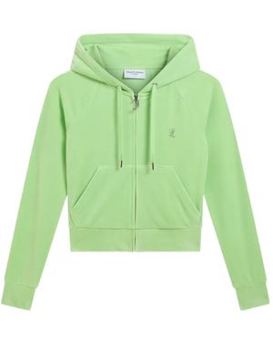 Juicy Couture Diamanté Velour Zip-Through Hoodie - Green