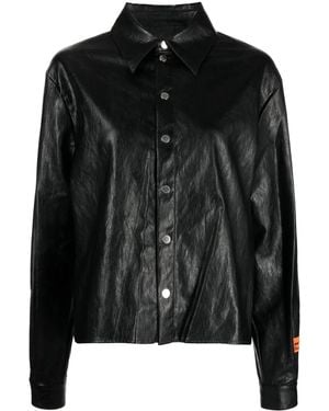 Heron Preston Shimmer-Finish Long-Sleeve Shirt - Black