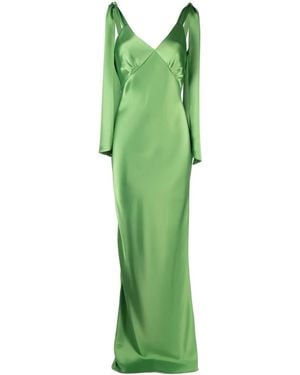 V:PM ATELIER Satin-Finish Drape-Detail Gown - Green