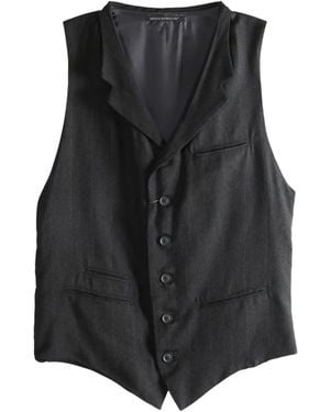 Yohji Yamamoto Pinstripe button-up vest - Schwarz