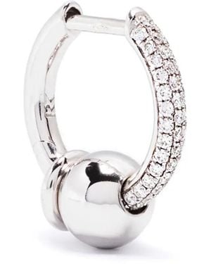 Rainbow K 14K Piercing Diamond Huggie Earring - White