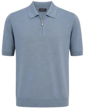 Tombolini Zip-Fastening Short-Sleeve Polo Shirt - Blue