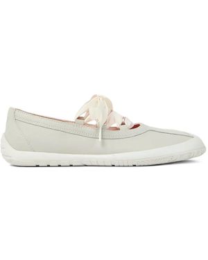 Camper Ribbon Leather Ballet Flats - White