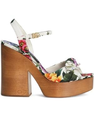 Dolce & Gabbana Floral-Print Sandals - White