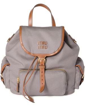 Miu Miu Rucksack Mit Lederbesatz - Pink