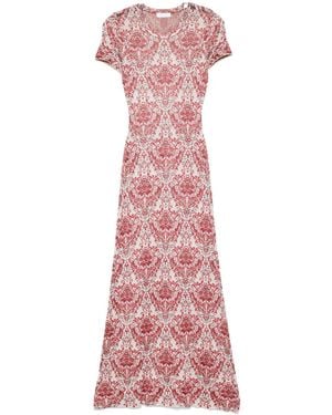 Rabanne Robe Longue En Jacquard À Motif Cachemire - Rouge